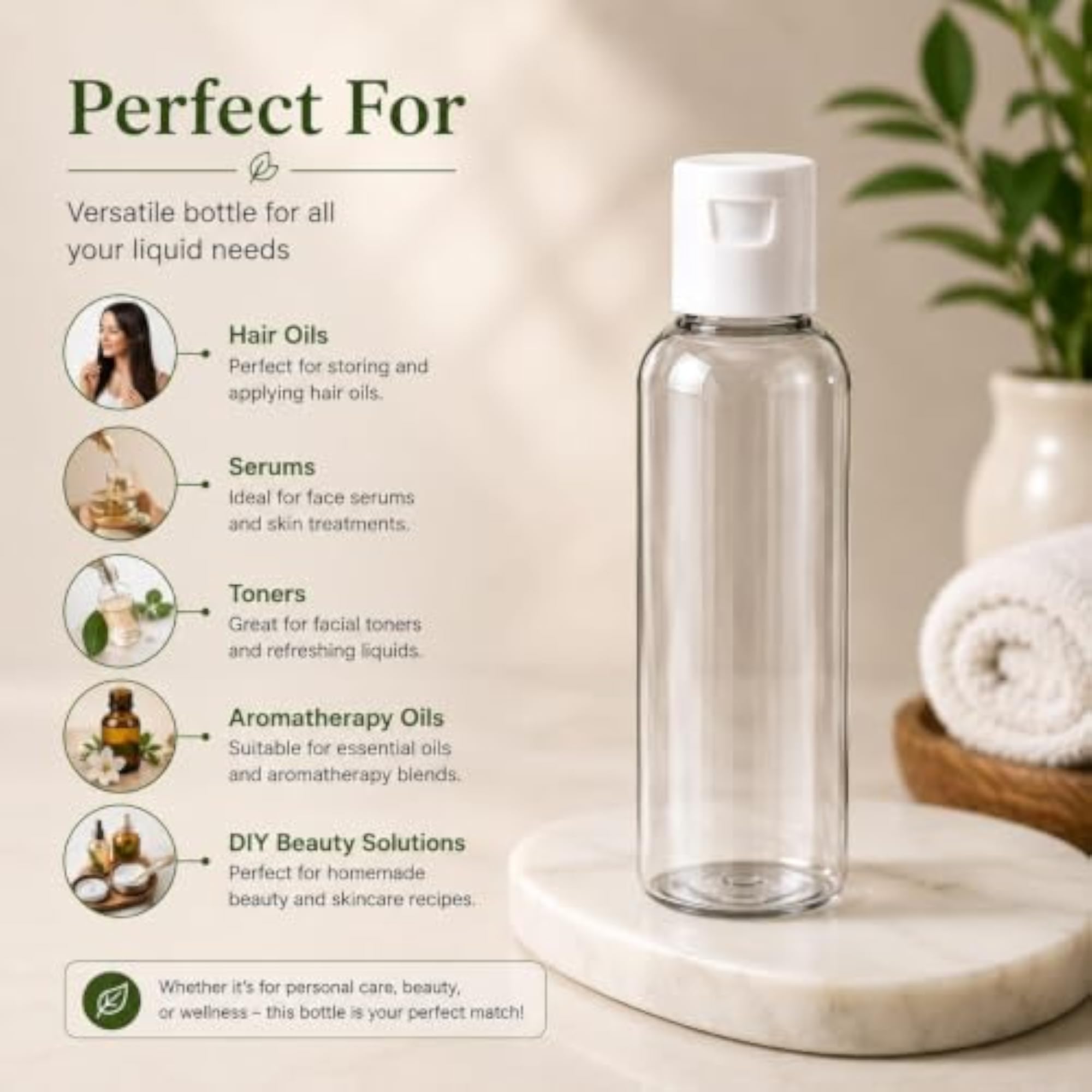 3 Pcs Empty Refillable Bottles with Cap, 60ml